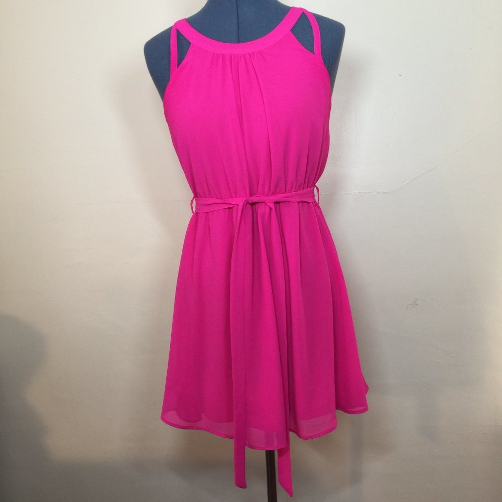 Ya Los Angeles Hot Pink/Fuchsia Silk and Polyester Dress Size M